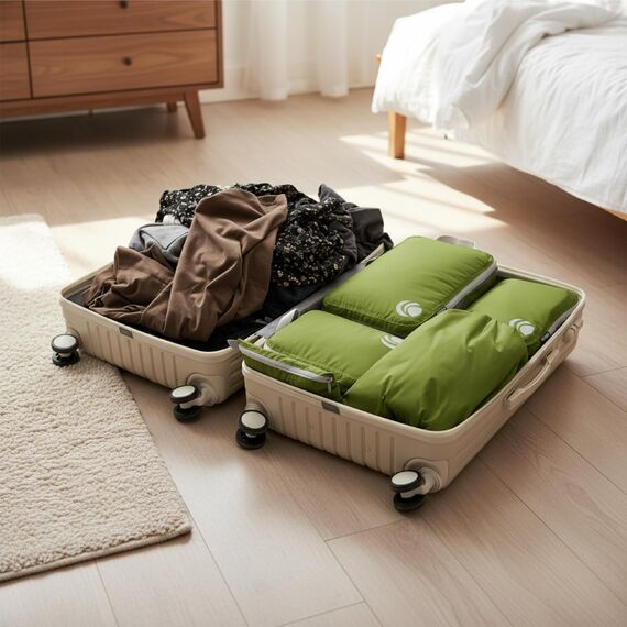 Cipway Kompressions-Packwürfel-Set, ultraleicht, erweiterbar, Reise-Organizer für Handgepäck (grün, 3 Stück)