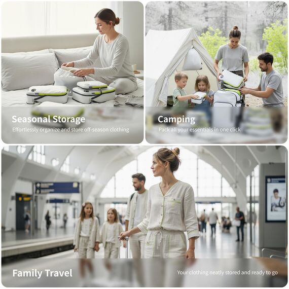 Cipway Kompressions-Packwürfel-Set für Reisen, ultraleichte Verpackungsorganisatoren für Gepäck, Koffer und Rucksack (weiß, 5 Stück)