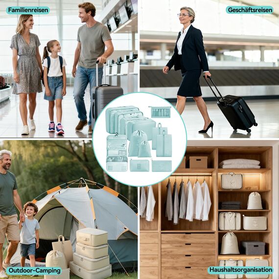 Chijoo 12 teiliges Koffer Organizer Set (Blau) – Packing Cubes Set, Packwürfel, Reise Gadget