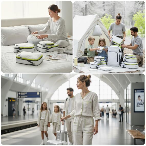 Cipway Kompressions-Packwürfel-Set, ultraleicht, erweiterbar, Reise-Organizer für Handgepäck (weiß, 3 Stück)