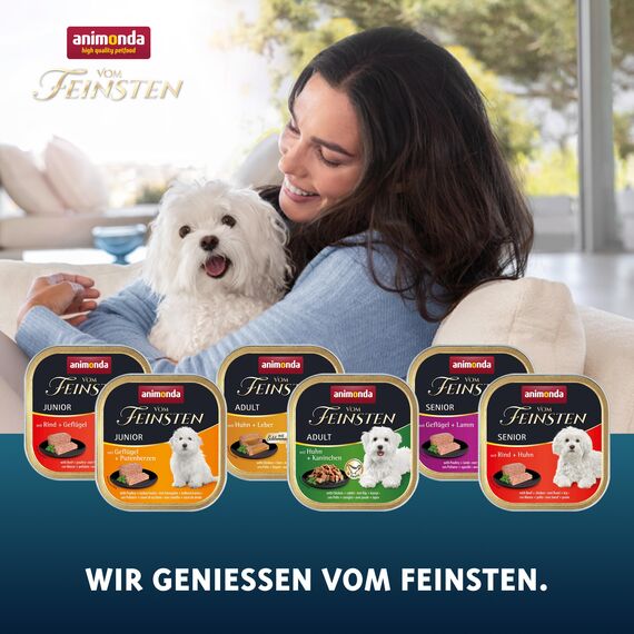 animonda Vom Feinsten Adult Feinschmecker Vielfalt (22 x 150 g), Hundenassfutter für ausgewachsene Hunde, Nassfutter für Hunde mit fein-stückigen Pasteten, Hundefutter ohne Getreide