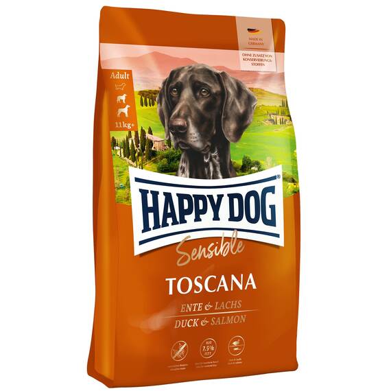 Happy Dog Sensible Toscana M 1 kg - Trockenfutter, Geschmacksrichtung Ente & Lachs