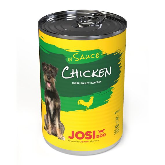 JosiDog Chicken in Sauce (12 x 415 g) | Adult | Premium Nassfutter für ausgewachsene Hunde | mit Huhn in Sauce mit Vitamin D3 & E | Powered by JOSERA | Hundefutter nass | Alleinfutter | 12er Pack