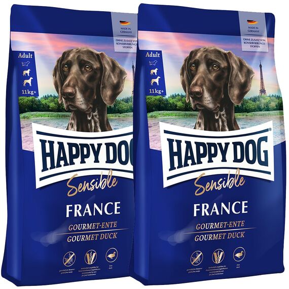 Happy Dog Sensible France M 2X 1 kg - Trockenfutter, Geschmacksrichtung Gourmet Ente