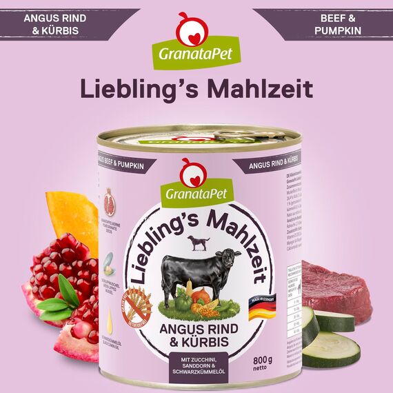 GranataPet Liebling's Mahlzeit Multipack 2, Nassfutter für Hunde im Probierpaket, Alleinfuttermittel ohne Getreide, Hundefutter mit hohem Fleischanteil & hochwertigen Ölen, 6 x 800 g