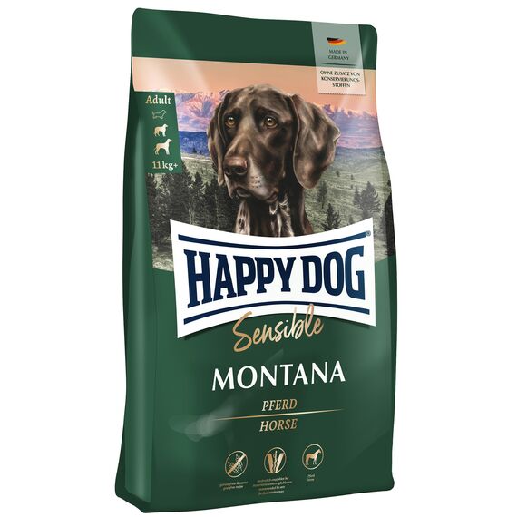 Happy Dog Sensible Montana - M - Trockenfutter, Hundefutter - Geschmacksrichtung Pferd - Glutenfrei, Getreidefrei, Monoprotein, Omega-3 und Omega-6-10kg