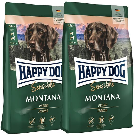 Happy Dog Sensible Montana M Trockenfutter, Hundefutter - Geschmacksrichtung Pferd - Glutenfrei, Getreidefrei, Monoprotein, Omega-3 und Omega-6-2X 1kg