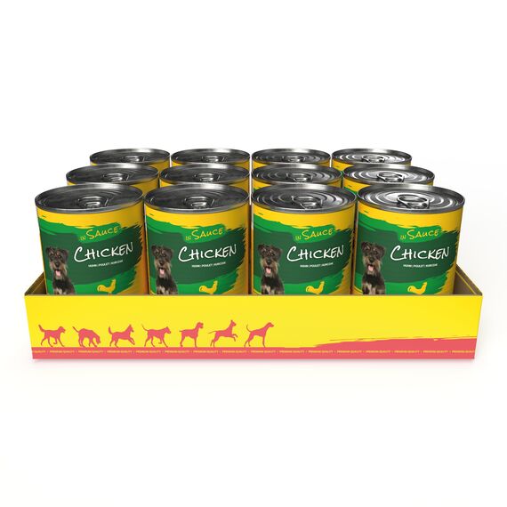 JosiDog Chicken in Sauce (12 x 415 g) | Adult | Premium Nassfutter für ausgewachsene Hunde | mit Huhn in Sauce mit Vitamin D3 & E | Powered by JOSERA | Hundefutter nass | Alleinfutter | 12er Pack