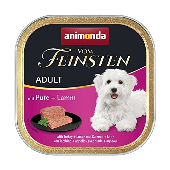 animonda vom Feinsten Hundefutter nass mit Pute + Lamm (6 x 150g), getreidefreies Hundefutter ohne Zucker, mit frischen, fleischigen Zutaten