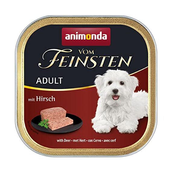 animonda vom Feinsten Hundefutter nass mit Hirsch (6 x 150g), getreidefreies Hundefutter ohne Zucker, mit frischen, fleischigen Zutaten