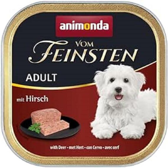 animonda vom Feinsten Hundefutter nass mit Hirsch (22 x 150g), getreidefreies Hundefutter ohne Zucker, mit frischen, fleischigen Zutaten