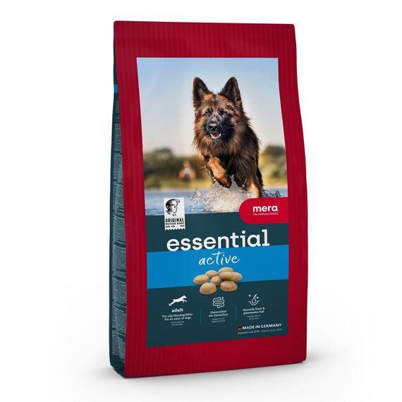 MERA Essential Active 2kg | Hundefutter trocken für sportliche Hunde | gesundes Hunde Trockenfutter mit Geflügel | Dry Dog Food mit Omega-3 & 6 für Haut & Fell