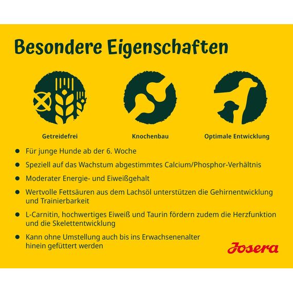 JOSERA YoungStar (1 x 12,5 kg) | Junior | Premium Trockenfutter für wachsende Hunde | Geflügel & Kartoffel | getreidefrei | Welpenfutter für mittlere und große Rassen | Hundefutter | 1er Pack