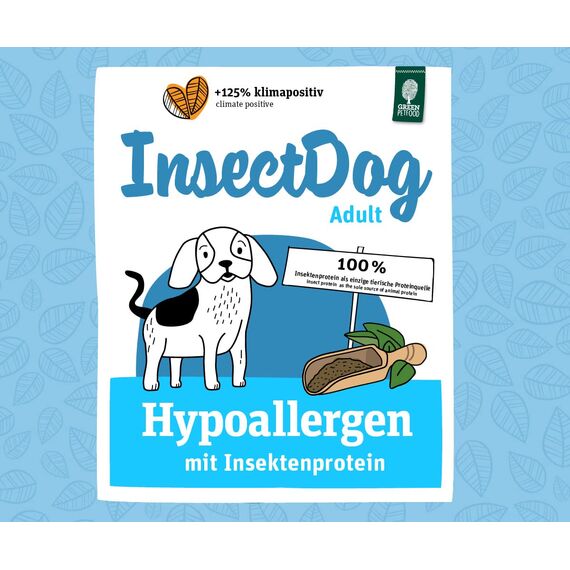 Green Petfood InsectDog Hypoallergen (1 x 10 kg) | Adult | Premium Trockenfutter für ausgewachsene allergische Hunde | mit Insektenprotein | getreidefrei | nachhaltiges Hundefutter | 1er Pack