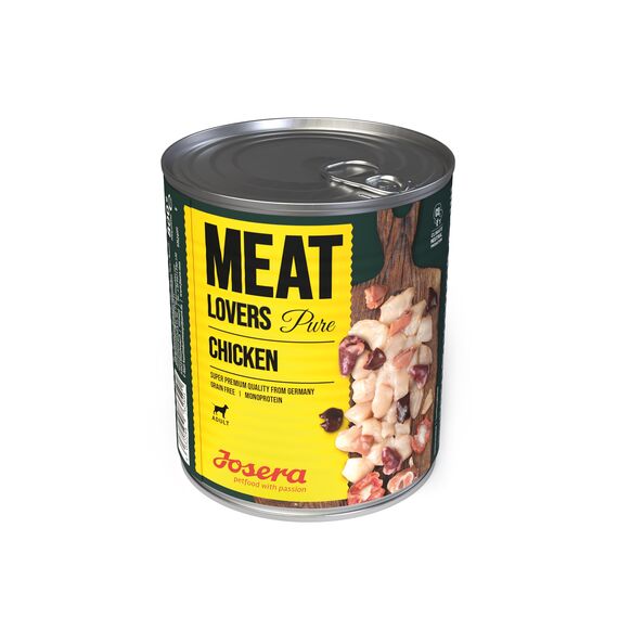 JOSERA Meat Lovers Pure Chicken (6 x 800 g) | Adult | Premium Nassfutter für ausgewachsene Hunde | extra viel Hühnerfleisch (68%) | Monoprotein | getreidefrei | Hundefutter nass | 6er Pack