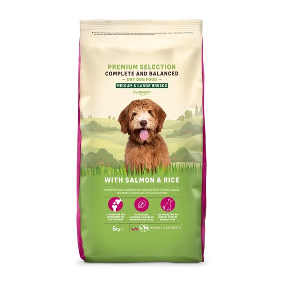 by Amazon Komplett Trockenfutter für ausgewachsene (Adult) Hunde, Lachs und Reis, 5 kg (1er Pack)(Zuvor eine Marke von Lifelong, gleiches Produkt)