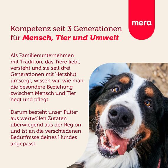 MERA Essential Brocken Trockenfutter für ausgewachsene normal aktive Hunde, mit Omega-3 und Omega-6 für Haut und Fell, 4x2kg