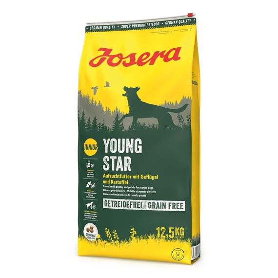 JOSERA YoungStar (1 x 12,5 kg) | Junior | Premium Trockenfutter für wachsende Hunde | Geflügel & Kartoffel | getreidefrei | Welpenfutter für mittlere und große Rassen | Hundefutter | 1er Pack