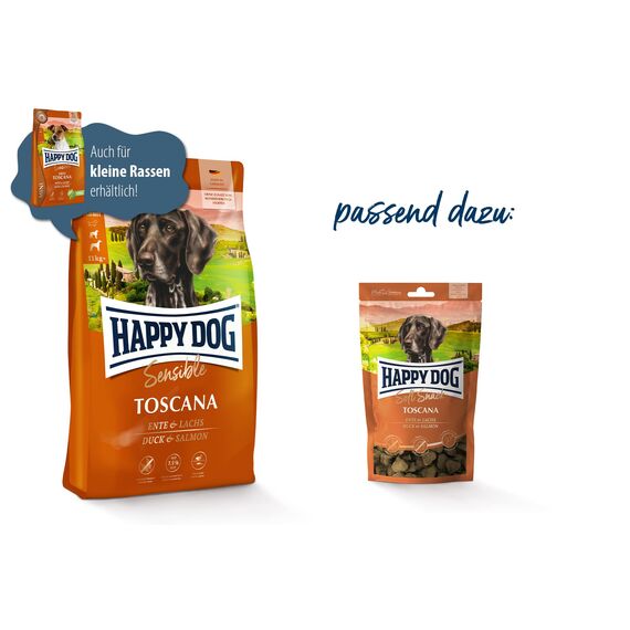 Happy Dog Sensible Toscana - M - Trockenfutter, Hundefutter - Geschmacksrichtung Ente & Lachs - 2x12,5kg