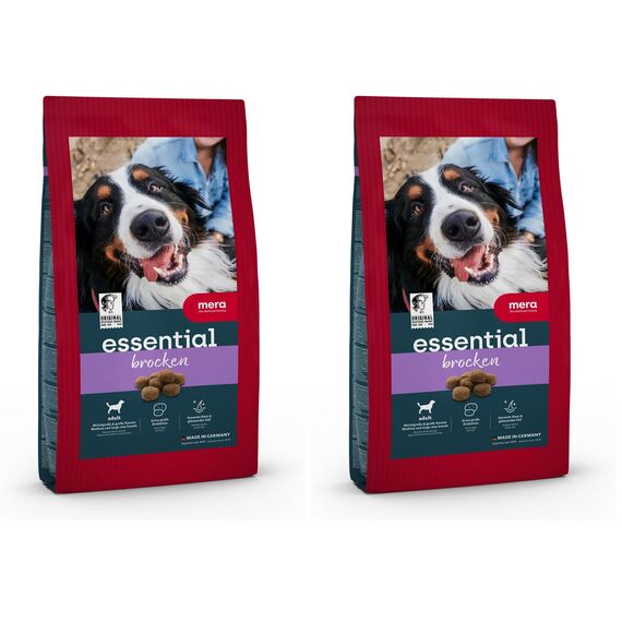 MERA Essential Brocken 2kg | Hundefutter trocken für alle Hunderassen | Extra große Kroketten | gesundes Trockenfutter für Hunde mit Geflügel | Dry Dog Food mit Omega-3 & 6 für Haut & Fell