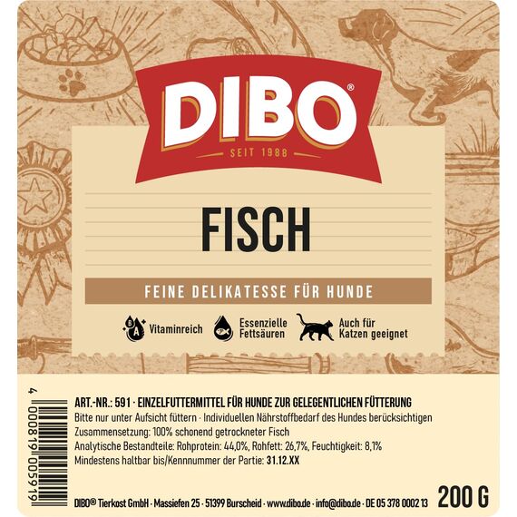 DIBO Fisch 200g-Beutel | Sprotte | Baltic Hering, getrocknet, Snack oder Leckerli für Hunde, Barf Topping, Hundefutter | wertvolle Omega-3- und Omega-6-Fettsäuren | als Snack für Katzen geeignet