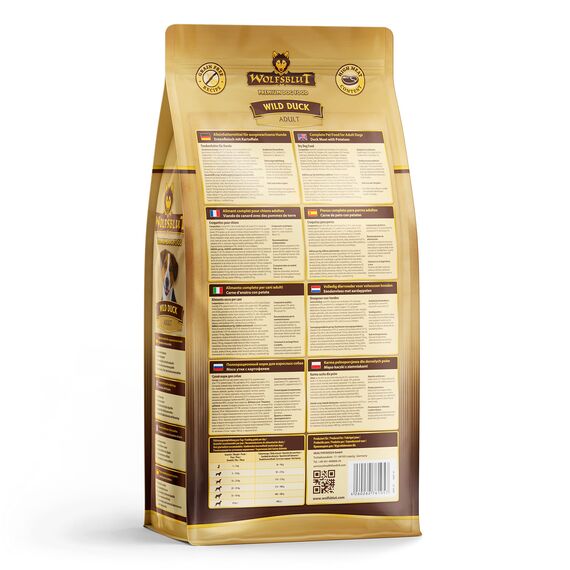 WOLFSBLUT – Wild Duck Adult | Trockenfutter mit natürlichen Zutaten und Superfoods für ausgewachsene Hunde. Getreidefreies Alleinfutter ohne Zusatzstoffe im Beutel | 2kg Ente
