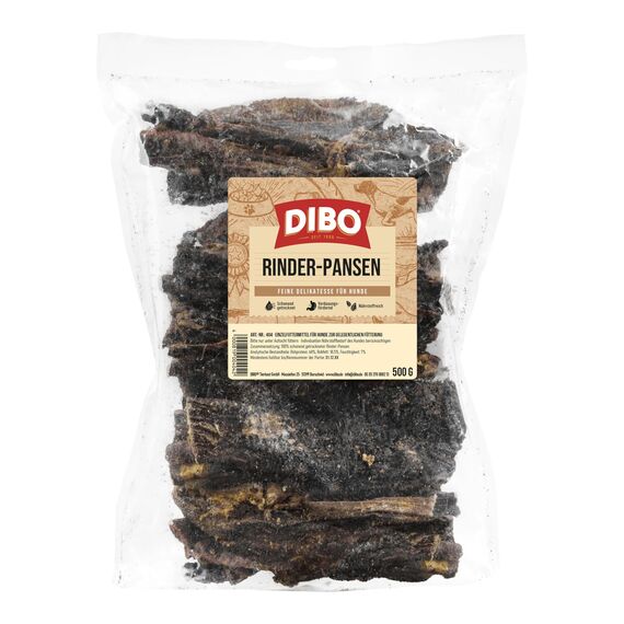 DIBO Rinderpansen, 500g, der kleine Naturkau-Snack oder Leckerli für Zwischendurch, Hundefutter, Qualitätskauartikel ohne Chemie