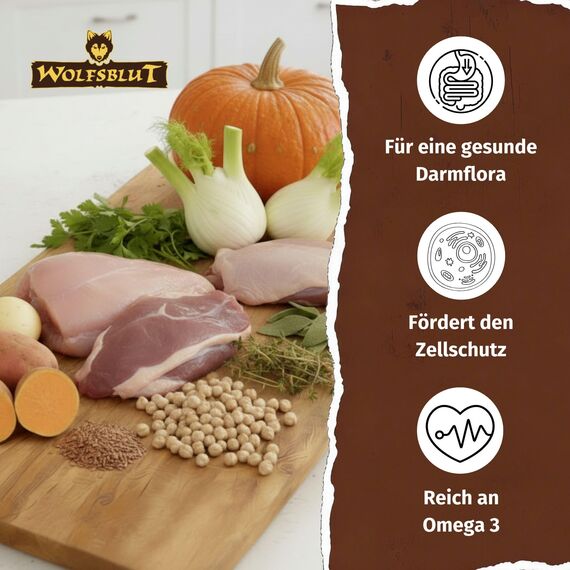 WOLFSBLUT – Wild Duck & Turkey Adult | Trockenfutter mit natürlichen Zutaten und Superfoods für ausgewachsene Hunde. Getreidefreies Alleinfutter ohne Zusatzstoffe im Beutel | 2kg Ente & Truthahn
