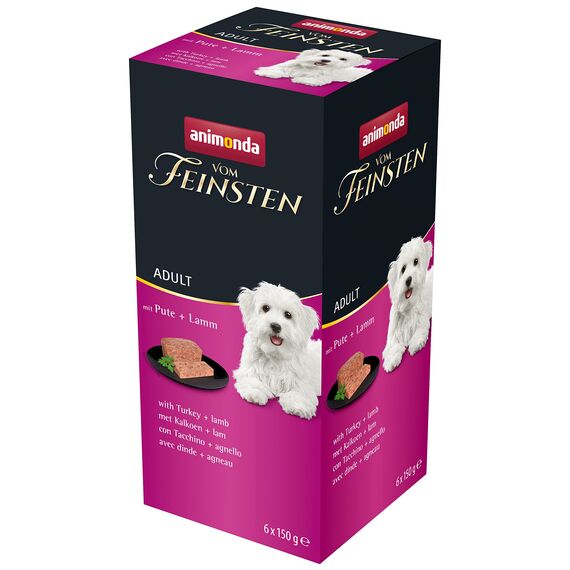 animonda vom Feinsten Hundefutter nass mit Pute + Lamm (6 x 150g), getreidefreies Hundefutter ohne Zucker, mit frischen, fleischigen Zutaten