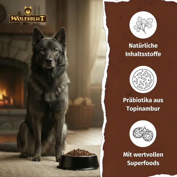 WOLFSBLUT – Dark Forest Adult | Trockenfutter mit natürlichen Zutaten und wertvollen Superfoods für ausgewachsene Hunde. Getreidefreies Alleinfutter ohne Zusatzstoffe im Beutel | 12,5kg Wild