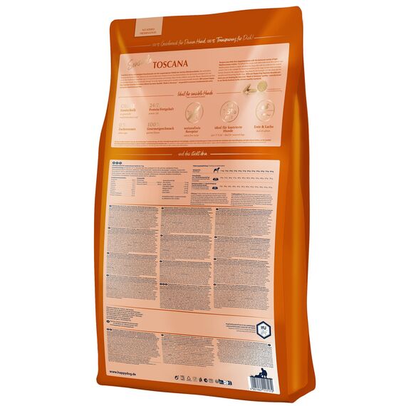Happy Dog Sensible Toscana - M - Trockenfutter, Hundefutter - Geschmacksrichtung Ente & Lachs - 2x12,5kg