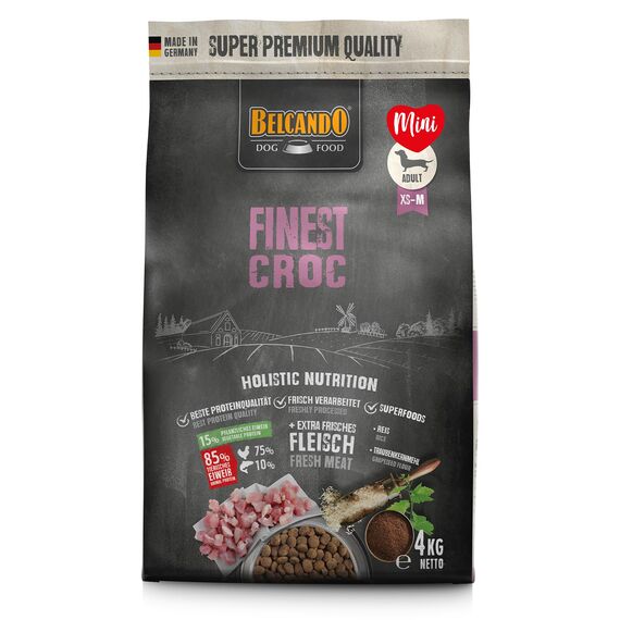 BELCANDO Finest Croc [4 kg] Hundefutter | Trockenfutter für kleine & mittlere Hunde | Alleinfuttermittel für ausgewachsene Hunde ab 1 Jahr