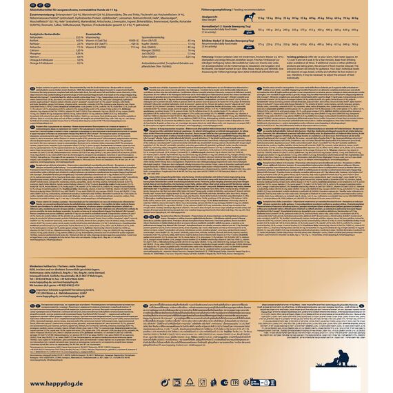 Happy Dog Sensible Piemonte - M - Trockenfutter, Hundefutter - Geschmacksrichtung Ente, Seefisch & Maroni - 10kg