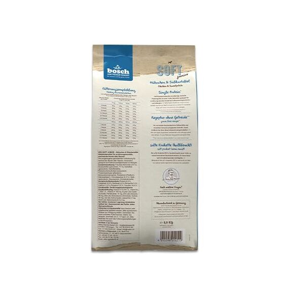 bosch HPC SOFT Junior Hühnchen & Süßkartoffel | halbfeuchtes Hundefutter für wachsende Hunde aller Rassen | Single Protein | grain-free | 1 x 2.5 kg