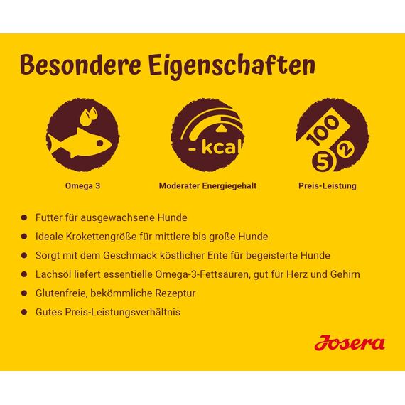 Josera DailyDuck (1 x 12,5 kg) | Glutenfreies Hundefutter mit Ente | Super Premium Trockenfutter für ausgewachsene Hunde | 1er Pack