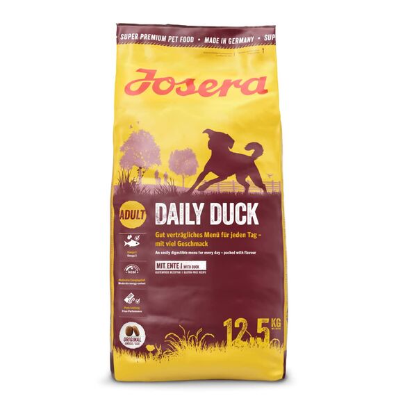 Josera DailyDuck (1 x 12,5 kg) | Glutenfreies Hundefutter mit Ente | Super Premium Trockenfutter für ausgewachsene Hunde | 1er Pack