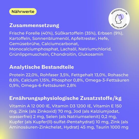 HEY HOLY Premium Trockenfutter für Minis 100% getreidefrei | 7kg Hundefutter für ausgewachsene Minis mit Forelle | Hochverträglich aus natürlichen Zutaten