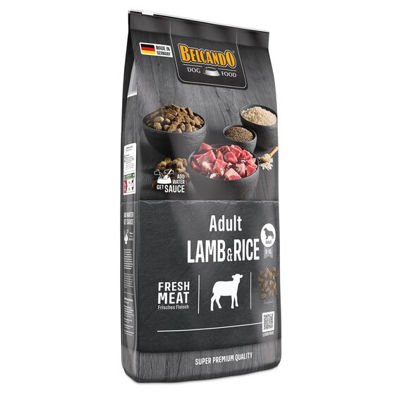 BELCANDO Adult Lamb & Rice [12,5 kg] Hundefutter | Trockenfutter mit Lamm für empfindliche Hunde | Alleinfuttermittel für ausgewachsene Hunde ab 1 Jahr
