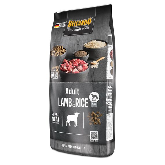 BELCANDO Adult Lamb & Rice [12,5 kg] Hundefutter | Trockenfutter mit Lamm für empfindliche Hunde | Alleinfuttermittel für ausgewachsene Hunde ab 1 Jahr