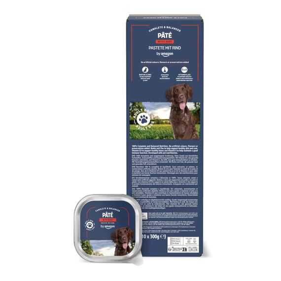 by Amazon Nassfutter für Hunde, Pastete mit Rindfleisch, 300g, 10er-Pack