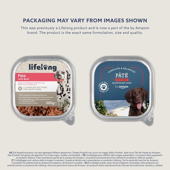 by Amazon Hundefutter, Pastete mit Rind, 300 g, 10 Stück (zuvor Lifelong !) (Packung mit 2)