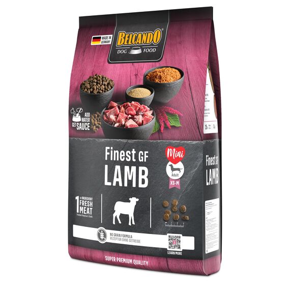 BELCANDO Finest GF Lamb [4 kg] getreidefreies Hundefutter | Trockenfutter für kleine & mittlere Hunde | Alleinfuttermittel für Hunde ab 1 Jahr