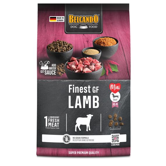 BELCANDO Finest GF Lamb [4 kg] getreidefreies Hundefutter | Trockenfutter für kleine & mittlere Hunde | Alleinfuttermittel für Hunde ab 1 Jahr