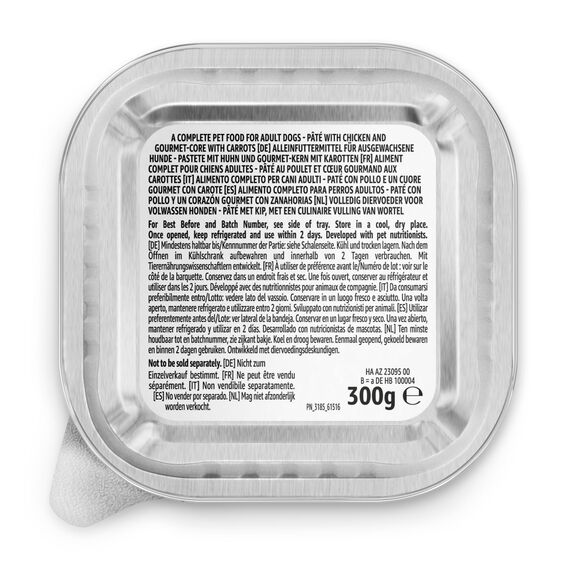 by Amazon Nassfutter für Hunde, Pastete mit Hühnchen und Gourmet-Kern mit Karotten und Nudeln, 300g, 10er-Pack