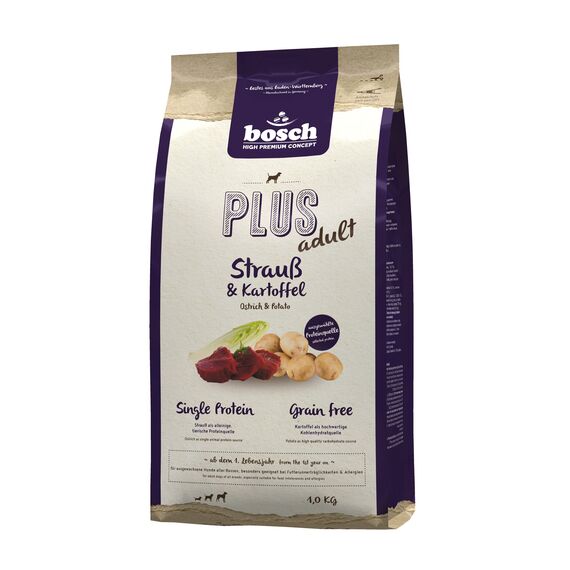 bosch HPC PLUS Strauß & Kartoffel | Hundetrockenfutter für ausgewachsene Hunde aller Rassen | Single Protein | Grain Free