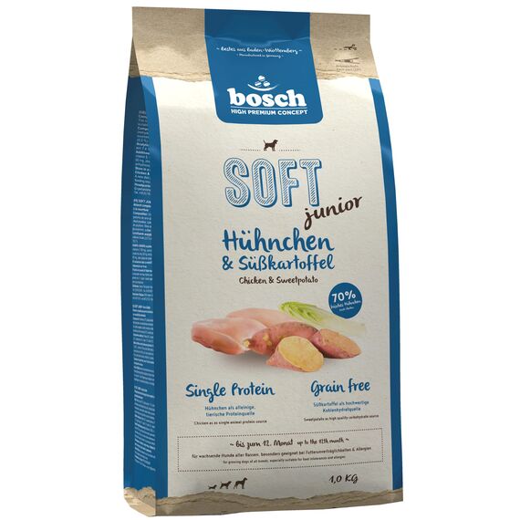 bosch HPC SOFT Junior Hühnchen & Süßkartoffel | halbfeuchtes Hundefutter für wachsende Hunde aller Rassen | Single Protein | grain-free | 1 x 2.5 kg