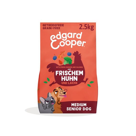 Edgard & Cooper Hundefutter, Trockenfutter für Senior Hunde, (Lachs, 2.5kg), Getreidefrei, natürliche Zutaten und frisches Fleisch, voller essentieller Aminosäuren