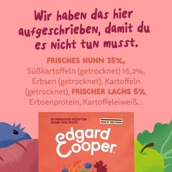 Edgard & Cooper Hundefutter, Trockenfutter für Senior Hunde, (Lachs, 2.5kg), Getreidefrei, natürliche Zutaten und frisches Fleisch, voller essentieller Aminosäuren