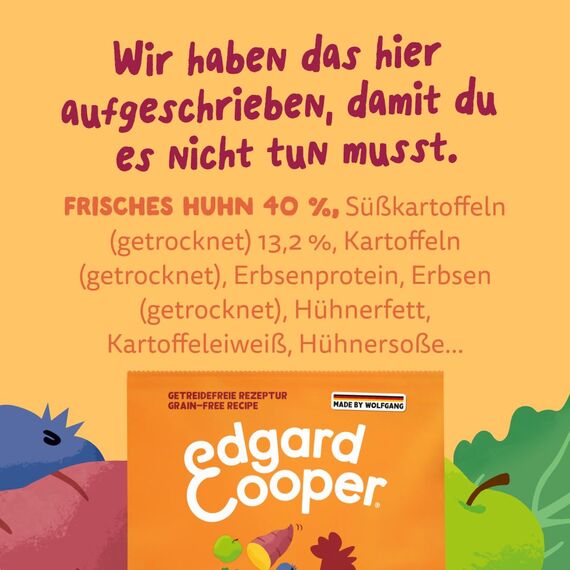 Edgard & Cooper Hundefutter trocken Getreidefrei für Small Adult Hunde (3kg), frisches Huhn, ausgewogene Ballaststoffe für die Darmgesundheit, mit Apfel, Süßkartoffel und Grünkohl