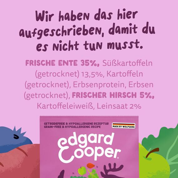 Edgard & Cooper Hundefutter trocken Getreidefrei für Small Adult Hunde (3kg), frische Ente & Huhn, ausgewogene Ballaststoffe für die Darmgesundheit, Hypoallergenes Hundefutter, nie Fleischmehl